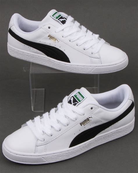 white and black puma sneakers